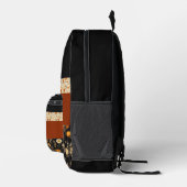 Boho-chic Black Orange Rust Backpack Bedruckter Rucksack (Rechts)