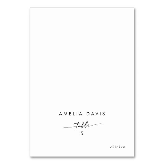 Boho Chic Black und White Guest Name Platzkarten Tischnummer (Vorderseite)