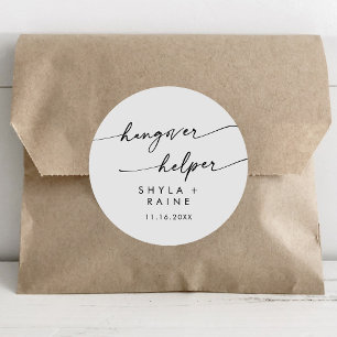 Boho Chic Black und White Hangover Helper Bevorzug Runder Aufkleber