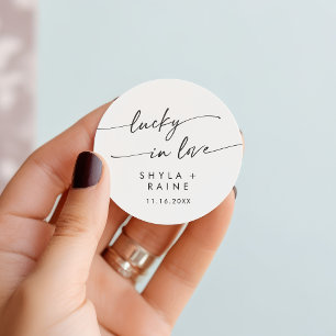 Boho Chic Black und White Lucky in der Liebe Gefal Runder Aufkleber