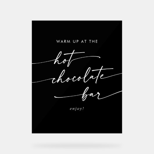 Boho Chic Black Wedding Hot Chocolate Bar Acrylschild (Vorderseite)