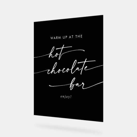 Boho Chic Black Wedding Hot Chocolate Bar Acrylschild (Winkel)