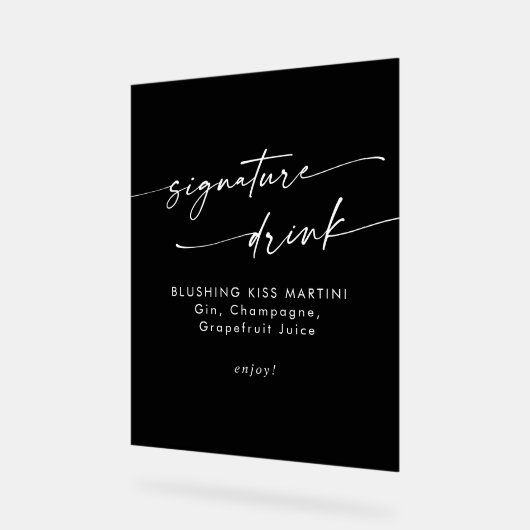 Boho Chic Black Wedding Signature Drink Acrylschild (Winkel)