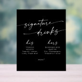 Boho Chic Black Wedding Signature Drinks Acrylschild (Neutral)