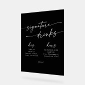 Boho Chic Black Wedding Signature Drinks Acrylschild (Winkel)