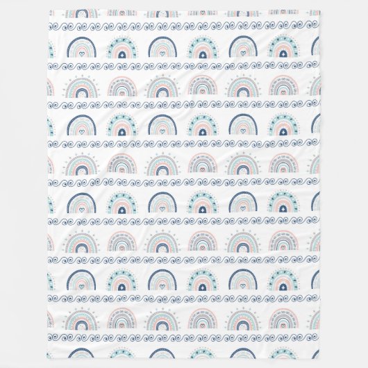 Boho Chic Blanket Pink & Navy Soft Gift Accent Fleecedecke (Vorderseite)