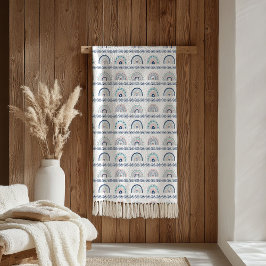 Boho Chic Blanket Pink & Navy Soft Gift Accent Fleecedecke