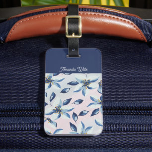 Boho-Chic-Blau-Blumen-Trendy-Feminin-Gepäckanhänge Gepäckanhänger