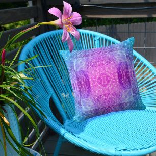 Boho Chic Blau Lila und rosa Abstrakt Kissen