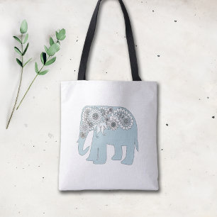 Boho Chic Blaues Paisley-Elefant Tasche