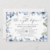 Boho Chic Blue Botanical Die Nacht vor der Hochzei Einladung (Vorderseite)