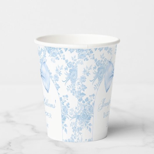 Boho Chic Blue Bow Floral Baby Shooting Paper Cups Pappbecher (Rechts)