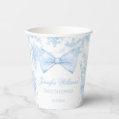 Boho Chic Blue Bow Floral Baby Shooting Paper Cups Pappbecher (Vorderseite)