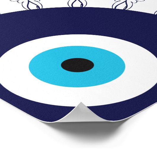 Boho Chic Blue Evil Eye Lucky Mandala Pattern Poster (Ecke)