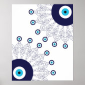 Boho Chic Blue Evil Eye Lucky Mandala Pattern Poster (Vorne)