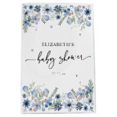 Boho Chic Blue Florals Babydusche Mittlere Geschen Geschenktüte (Vorderseite)