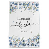 Boho Chic Blue Florals Babydusche Mittlere Geschen Geschenktüte (Rückseite)