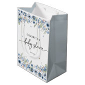 Boho Chic Blue Florals Babydusche Mittlere Geschen Geschenktüte (Rückseite Schrägansicht)