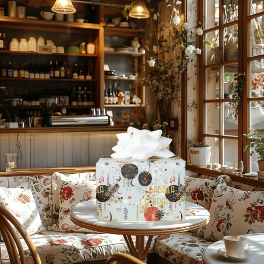 Boho Chic Blue und Red Gift Wrap Geschenkpapier