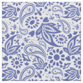 Boho chic Blue White Paisley und Blume Muster Stoff (Nahaufnahme)
