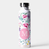 Boho Chic Blume & Butterfliegen Mit Monogramm Trinkflasche (Links)