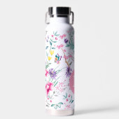 Boho Chic Blume & Butterfliegen Mit Monogramm Trinkflasche (Vorne)