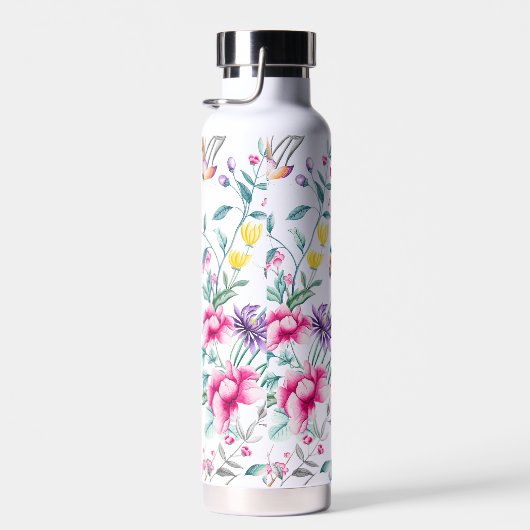 Boho Chic Blume & Butterfliegen Mit Monogramm Trinkflasche (Rechts)