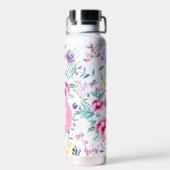 Boho Chic Blume & Butterfliegen Mit Monogramm Trinkflasche (Rückseite)