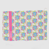 Boho Chic Blume Ladys Personalisiert Golfhandtuch (Horizontal)