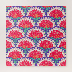 Boho-Chic-Blumen-Vintage-Druck. Puzzle