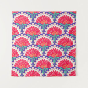 Boho-Chic-Blumen-Vintage-Druck. Wandteppich