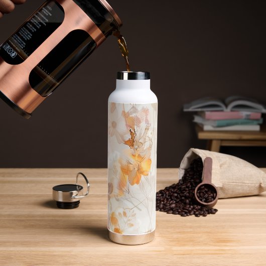 Boho-Chic-Blumen-Wasserfarbe Trinkflasche (Kaffee)