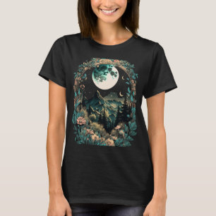 Boho Chic Blumenmoon Bergwald Natur Retro T-Shirt