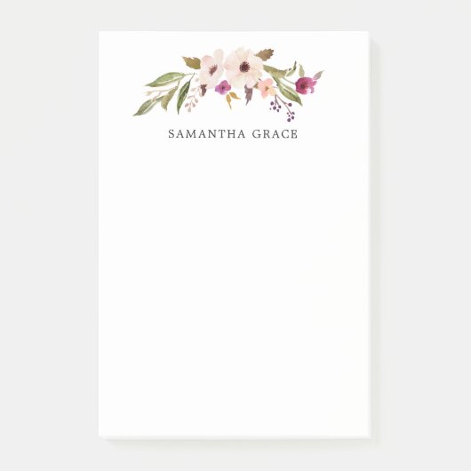 Boho-Chic-Blumenmuster personalisierte Post-it-Not Post-it Klebezettel (Vorderseite)