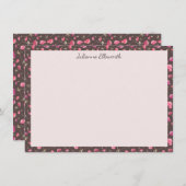 Boho Chic Blumenmuster Pink Brown Personalisiert Dankeskarte (Vorne/Hinten)