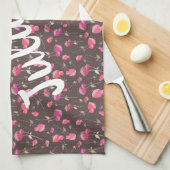 Boho Chic Blumenmuster Pink Brown Personalisiert Geschirrtuch (Viertel Falte)