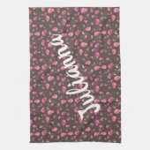 Boho Chic Blumenmuster Pink Brown Personalisiert Geschirrtuch (Vertikal)