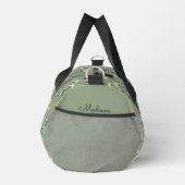 Boho-Chic-Blumenmuster Salbeigrün Duffle Bag (Rechts)