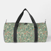 Boho-Chic-Blumenmuster Salbeigrün Duffle Bag (Rückseite)