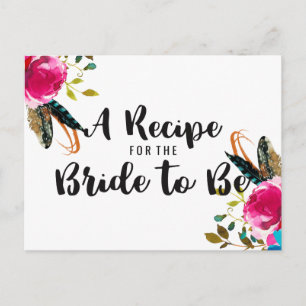 Boho-Chic-Blumenstrauß-Brautparty-Rezeptkarte Postkarte