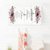 Boho Chic Blush Pink Blues Hochzeit Begrüßung Banner (Insitu)