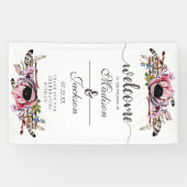 Boho Chic Blush Pink Blues Hochzeit Begrüßung Banner (Horizontal)