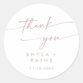 Boho Chic Blush Pink Danke Gastgeschenk Hochzeit Runder Aufkleber (Vorderseite)