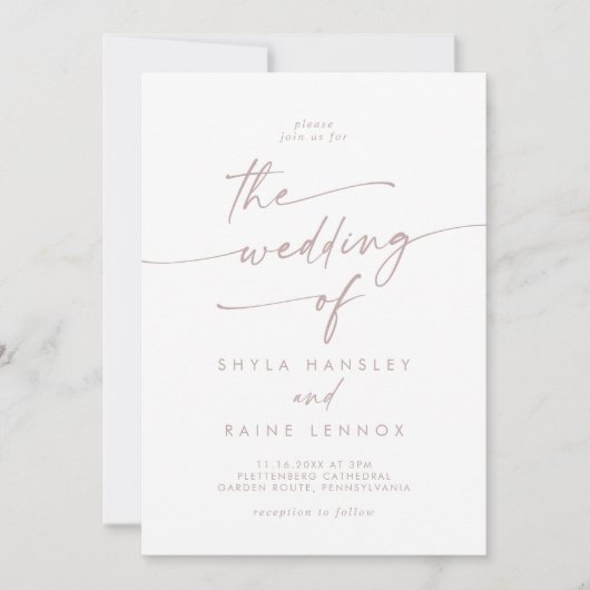 Boho Chic Blush Pink Foto QR Code Hochzeit Einladung (Vorderseite)