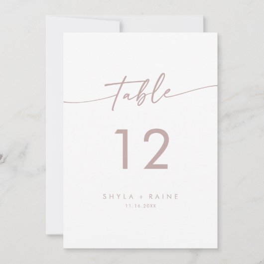 Boho Chic Blush Pink Hochzeit Tischnummern (Vorderseite)