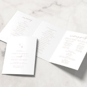 Boho Chic Blush Pink Monogram Wedding Dreifach-gefaltete Programmkarte
