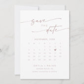 Boho Chic Blush Pink QR Foto-Kalender Save The Date (Vorderseite)