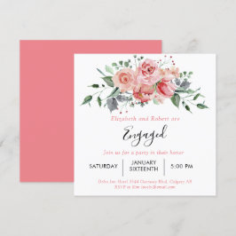 Boho Chic Blush Pink Rose Verlobtes Script Floral Einladung