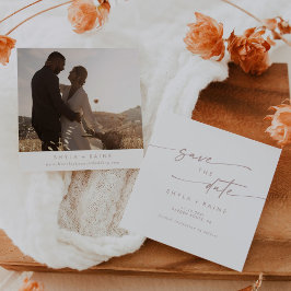 Boho Chic Blush Pink Square Foto Zurück Save The Date