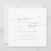 Boho Chic Blush Pink Square Foto Zurück Save The Date (Vorderseite)